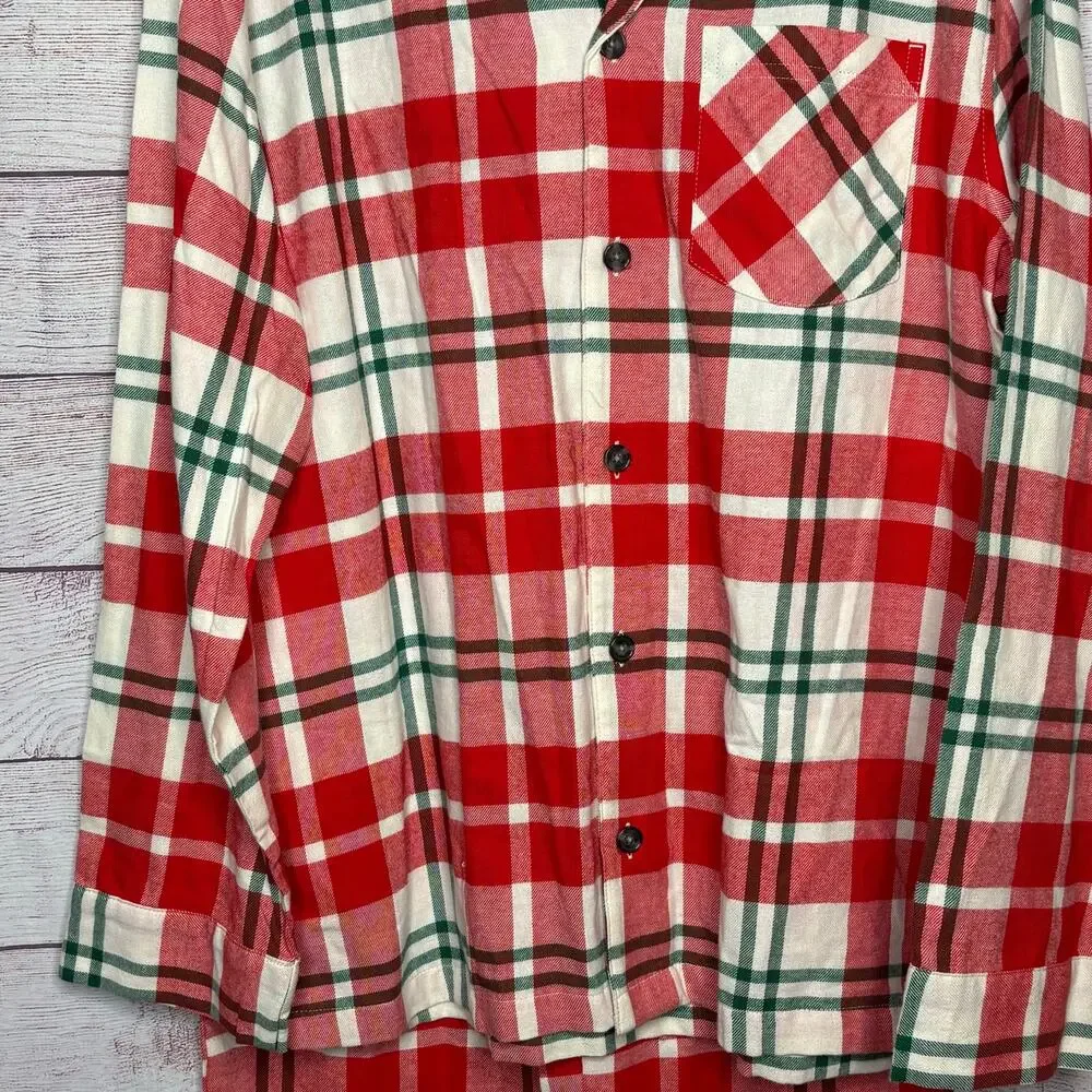 Old Navy Men's Holiday Christmas Plaid Flannel Pajama Two Piece Set Large New